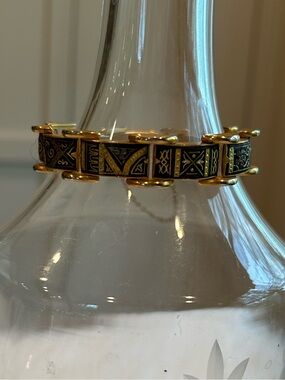 Rare 1950’s Vtg Spanish Damascene 9 Panel Link Bracelet